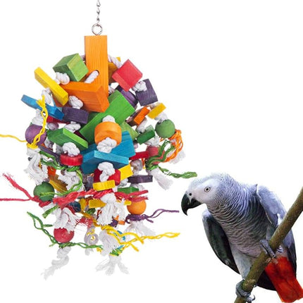 Bird Chewing Toy Large Medium Parrot Cage Bite Toys African Grey Macaws Cockatoos Eclectus Amazon (Waterfall-Big)