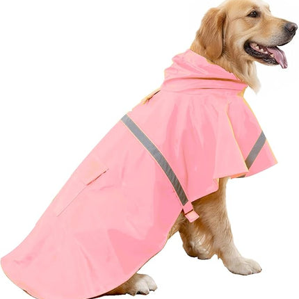 HAPEE Dog Raincoats with Reflective Strip Hoodie,Poncho Jacket for Large Dogs fit Golden Retriever Doodle (D4-Pink, 16A (20-30 lbs))