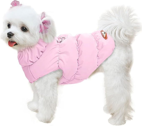 Winter Warm Dog Jacket for Small Medium Dogs Cat Cold Weather Coats with Harness Paded Dogs Fleece Vest Waterproof Windproof Dog Snow Jacket Pet Puppy Clothes (Pink,M)