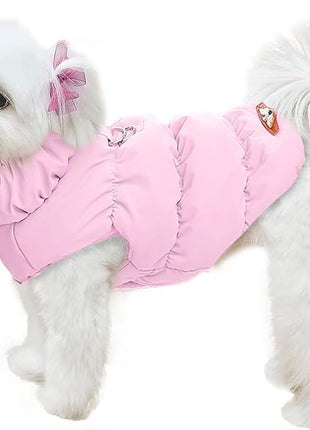 Winter Warm Dog Jacket for Small Medium Dogs Cat Cold Weather Coats with Harness Paded Dogs Fleece Vest Waterproof Windproof Dog Snow Jacket Pet Puppy Clothes (Pink,XL)
