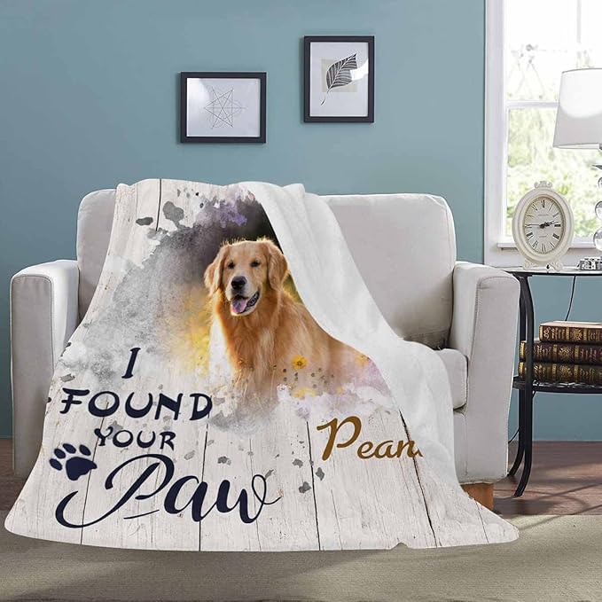 Artsadd Personalized Dog Memorial Blanket with Dog Pictures & Name - Custom Pet Memorial Blanket - Sympathy Remembrance - Made in USA