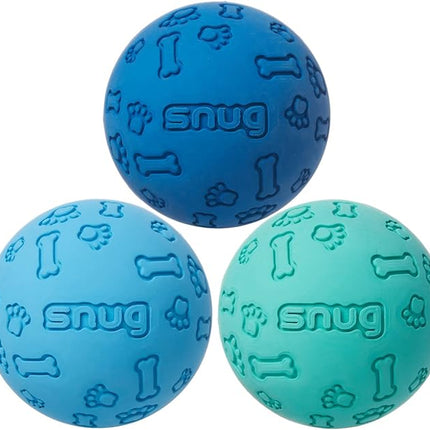 Snug Rubber Dog Balls for Small and Medium Dogs - Tennis Ball Size - Virtually Indestructible (3 Pack - Cool)