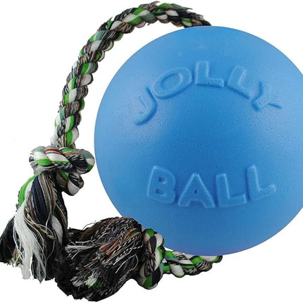Jolly Pets Romp-n-Roll Rope and Ball Dog Toy, 6 Inches/Medium, Blueberry, Model Number: 606 BB, All Breed Sizes