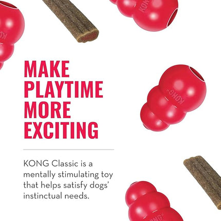 KONG Classic Toy & Enhanced Ziggies Treats Combo Pack - Durable Chew Toy for Dogs - with Enhanced Ziggies Treats - Dog Accessories for Fun & Health - for Small Dogs