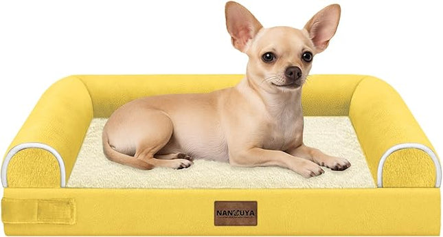 Small Dog Bed Orthopedic Washable: Beds Bolster Small Sized Dogs Bed Egg Crate Foam Couch Sofa Waterproof with Removable Cover - Ginger