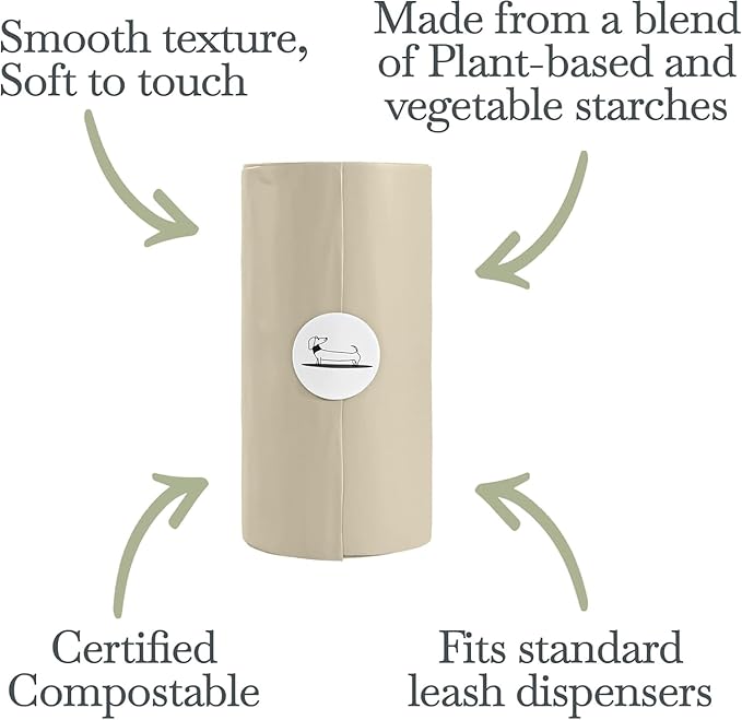 100% Certified Home Compostable and Biodegradable Dog Poop Bags - ASTM D6400 & EN 13432 Compliant dog poop bags rolls – 120 Bags – 8 x Rolls of Plant Based Poop Bags for dogs - Thick Poop Bags