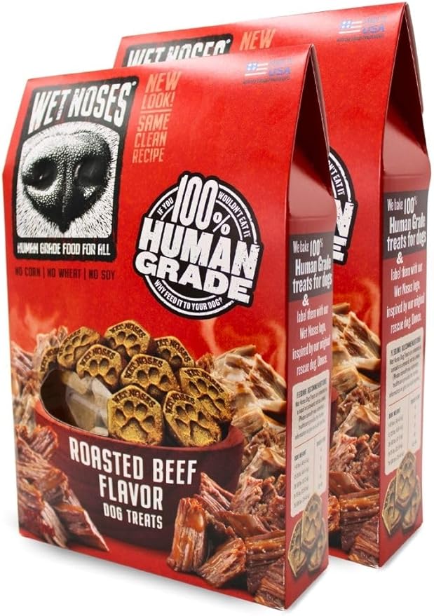 Organic Crunchy Dog Treats – for All Pet Sizes, Breeds – All-Natural Puppy Treat, Senior Dog Snack – 100% Human-Grade – Delicious Chews for Dogs - Crunchy Meaty Roasted Beef, 14 Oz (2 Pack)