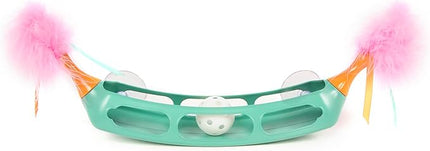 SmartyKat Track Tipper Ball Track Cat Toy w/Suction Cup, Works on Floors & Windows - Blue, One Size