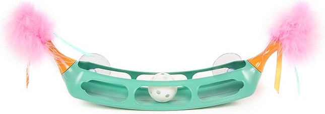 SmartyKat Track Tipper Ball Track Cat Toy w/Suction Cup, Works on Floors & Windows - Blue, One Size