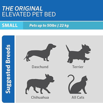 Coolaroo Original Elevated Dog Bed - Breathable Off-The-Ground Pet Bed with Cooling Fabric, Joint Relief & Moisture-Resistant Fabric, 100% Recyclable, Easy Clean, Grey, Small