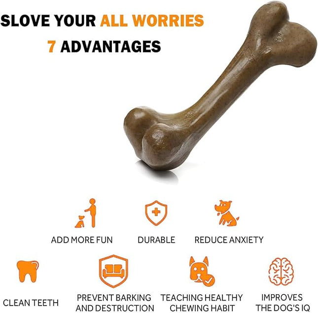 Aggressive Dog Chew Toys - Nylon Bones, Indestructible, Durable Teething Toys for Medium Large Dogs, Extreme Chew Toys, Beef Flavor (2pcs)