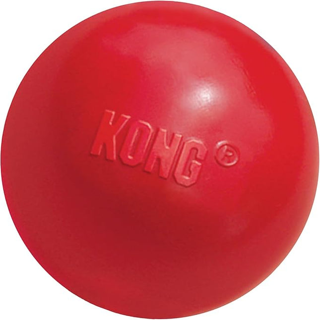KONG Ball with Hole - Durable Dog Fetch Toy for Training, Interactive Playtime & More - Classic KONG Natural Rubber Ball - Red - For Small Dogs