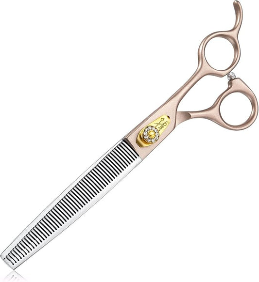 JASON 7.5" Dog Grooming Scissors - Professional Thinning Shear with 54 Teeth Japanese 440C Stainless Steel Blender Scissor for Dogs, Cats and Other Animals