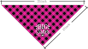 Big Sister Dog Bandana, Buffalo Plaid Pet Scarf, Pet Scarf Accessories, Baby Announcement Dog Bandana, Dogs Bandana Gift for Small Medium Large