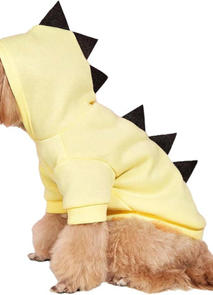 QWINEE Dinosaur Dog Hoodie Dog Warm Jacket Christmas Halloween Dog Costume Dog Clothes for Puppy Kitten Small Medium Dogs Cats Beige L
