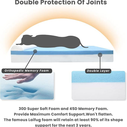 Laifug Orthopedic Memory Foam Extra Large Dog Bed with Pillow and Durable Water Proof Liner & Removable Washable Cover & Smart Design (Large (46"x28"x8"), Black and White Plaid)