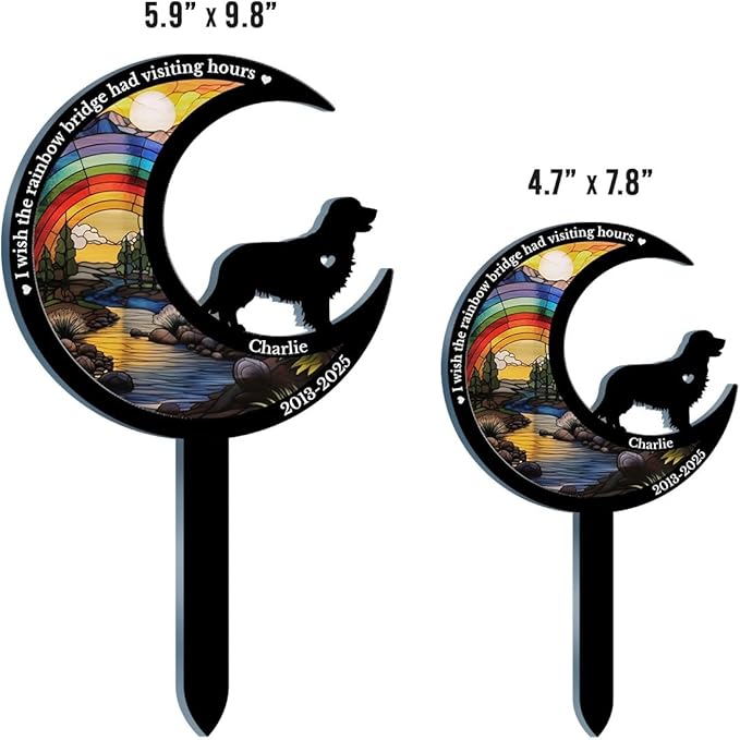 Pawfect House Custom Stain Glass Style Acrylic Garden Stake, Personalized Pet Memorial Sympathy Gifts for Dogs, I Carry Your Love Wherever I Go, Loss of Dog Sympathy Gift, Decorative Garden Stakes