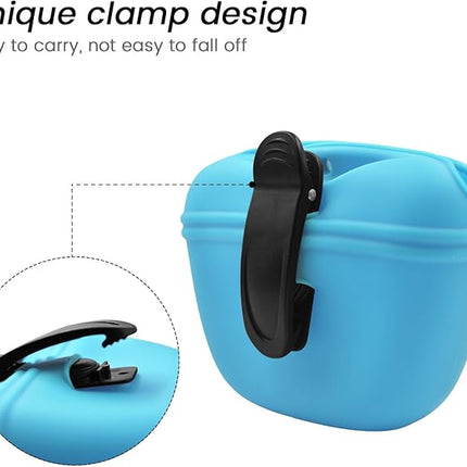 AUDWUD Silicone Dog Treat Pouch,With Dog Training Clicker,Clip on Portable Training Container,Convenient Magnetic Buckle Closing and Upgraded Waist Clip for Enhanced Stability