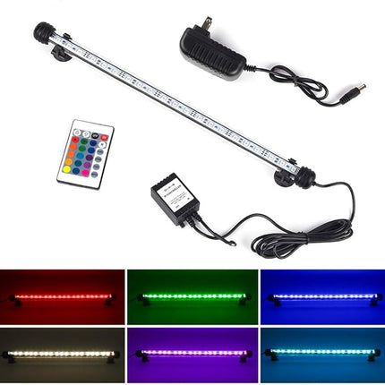 Fish Tank Light RGB LED Aquarium Lights, Underwater Waterproof Color Changing Submersible 16 Color 4 Modes Brightness Adjustable Memory Function Sucker Hang Lighting Strip, 15 inch