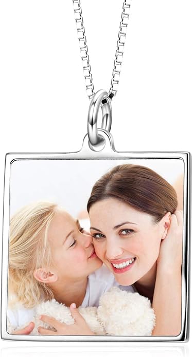 LONAGO Full Color Photo Picture Personalized Necklace Custom Etched Dog Tag Image Pendant with Message Name