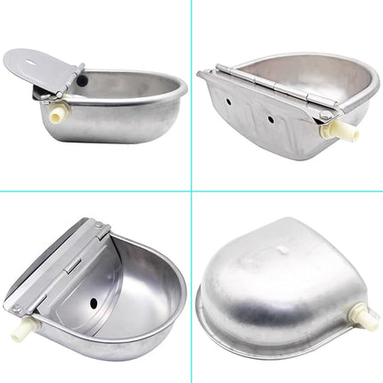 Automatic Dog Water Bowl Dispenser with Float Valve, 304 Stainless Steel Livestock Water Dispenser for Dog Horse Goat Pig Cow Livestock Water Bowl Kit Automatic Horse Waterer Bowl with Pipe Hose