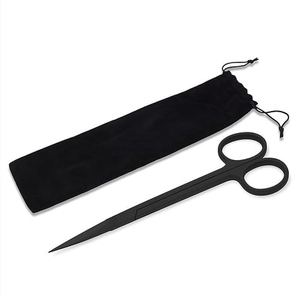 Mandala Crafts 12 Inches Black Stainless Steel Straight Aquarium Scissors for Trimming Aquatic Plants – Long Aquascape Scissors for Fish Tanks, Hospital Tanks, Goldfish Bowls, and Terrariums