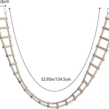 Bird Ladder Bridge, Wooden Pet Hamster Climbing & Swing Toys, Cage Accessories for Birds Rats Parrots Hamster Squirrel Sugar Gliders Parakeets Cockatiels - 24 Steps - 53 x 3.14 Inch