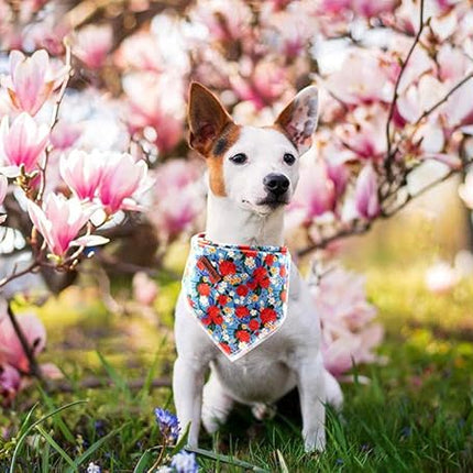 Lionheart glory Dog Bandana 1 Pack Washable Soft Cotton Floral Print Bibs Scarf, Adjustable Kerchief Square Dog Bandanas for Small Dogs