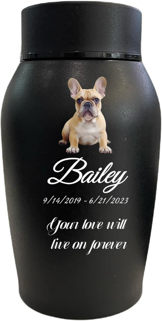 Personalized Dog Urn, Stainless Steel Cremation urns for Pets Ashes, Custom Photo Pet Memorials Pet Urn, CremationUrn for Pet Ashes(Engraved)