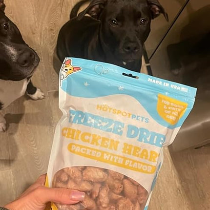 hotspot pets Freeze Dried Chicken Hearts for Cats & Dogs - 1LB Big Bag- Made in USA -Single Ingredient All Natural Grain-Free -Resealable Bag- Perfect for Training, Topper or Snack, Allergen-Free