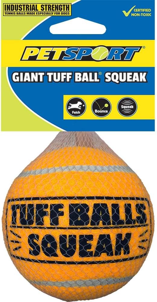 PetSport Giant Tuff Ball - Giant Tennis Balls for Large Dogs, Great for Boredom & Aggressive Chewers, Dog Toy, Certified Non-Toxic, Won't Wear Down Teeth - 4"(6pack)