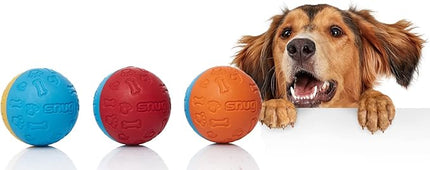 Snug Rubber Dog Balls for Small and Medium Dogs - Tennis Ball Size - Virtually Indestructible (3 Pack - Original)