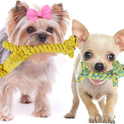 SunGrow Giraffe Cotton Knot Puppy & Ferret Ropes, Handwoven Chew Items for Small Breeds Dog, for Teeth and Gums, 2 Pieces per Pack