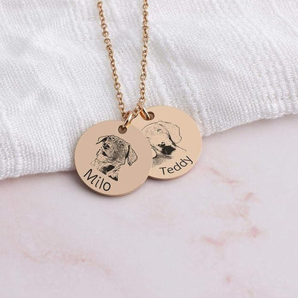 LONAGO 925 Sterling Silver Custom Dog Cat Portrait Photo Necklace Personalized Pet Engraved Picture Pendant Memorial Gift Name Jewelry for Women Mom