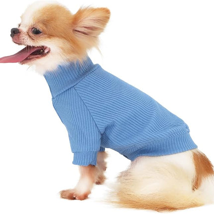 LOPHIPETS Small Dog Turtleneck Sweaters for Chihuahua Puppy Clothes-Light Blue/M