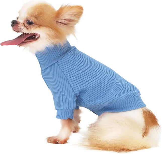 LOPHIPETS Small Dog Turtleneck Sweaters for Chihuahua Puppy Clothes-Light Blue/XL