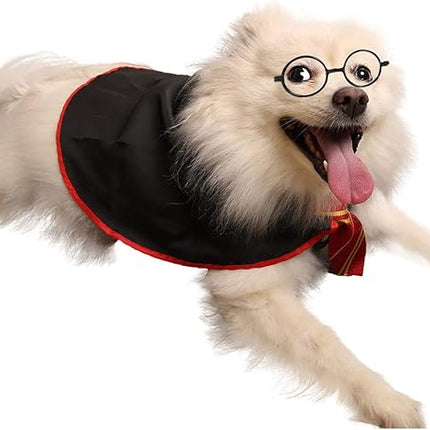Halloween Dog Costume Pet Wizard Shirt Cat Soft Clothes for Dogs Cats Soft Hoodies with Glasses (Large)