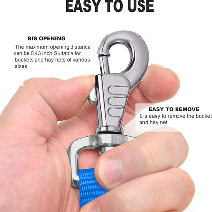 Rosemarie Horse Bucket Strap Hangers,Horse Suppliers Adjustable Nylon Straps up to 700 lbs for Hay Nets, Water Buckets,Hanging-Pratical and Easy Use(4 Pack) (Blue)