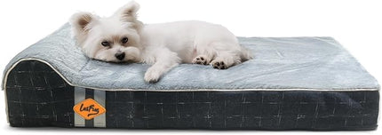 Laifug Orthopedic Memory Foam Dog Bed with Durable Water Proof Liner and Removable Washable Cover (Large (34"x22"x5.5"), Black Grid Gray)