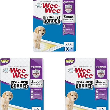 Four Paws Wee-Wee Super Absorbent Unscented Pee Pads for Dogs & Puppies with Insta-Rise Border, Leak-Proof Dog Housebreaking Potty Training Floor Protection, 22" x 23", 10 Count (Pack of 3)