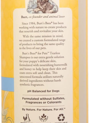 Burt's Bees for Pets Tearless Puppy Shampoo with Buttermilk, 95% Natural Origin Formulas, Shampoo for Puppies - Gentle Dog and Puppy Shampoo Tear Free, Best Puppy Shampoo Tearless, 32 oz