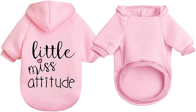 Cat Hoodies for Cats Puppy Pet Clothes Cat Apparel Little Miss Attitude Print Dog Hoodie for Small Medium Dogs Outfits for Kittens(Pink,M)