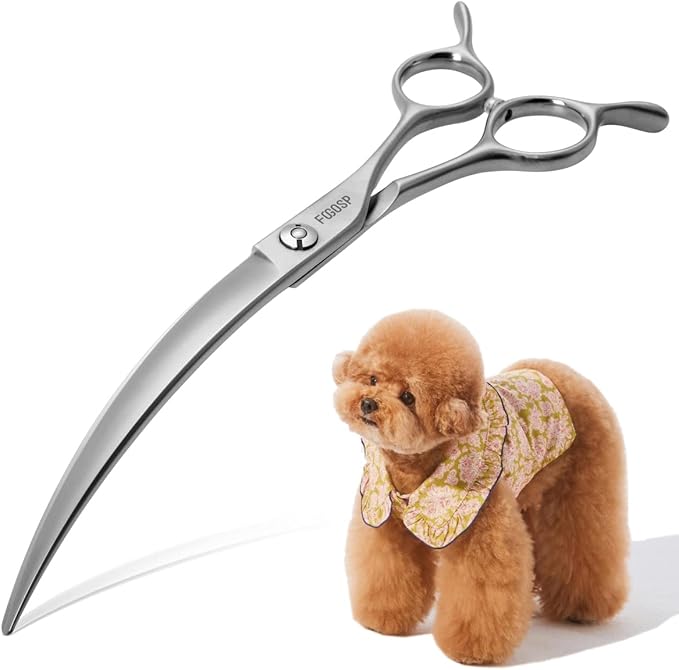 Professional 45°Curved Grooming Scissors for Dogs 7.0 in Big Arc Curved Shears for Professional Groomer Japan VG10 High-carbon Steel Right Hand Matte