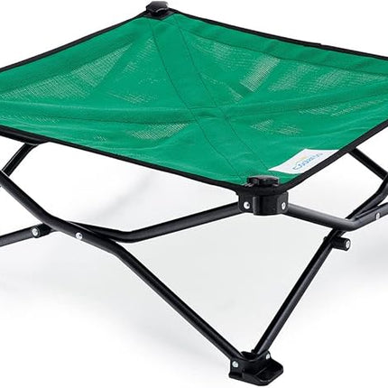Coolaroo On-The-Go Elevated Dog Bed - Foldable Pop-Up Travel Dog Bed with Breathable, Moisture-Resistant Fabric, Carry Bag Included, Lightweight & Portable, Emerald Green, Standard
