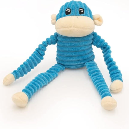 ZippyPaws Crinkle Monkey - Interactive Dog Toys to Keep Them Busy, Squeaky Plush Pet Toy for All Breeds, for Small and Medium Dogs, Contains Round Squeakers - Rainbow & Blue 2-Pack, Small