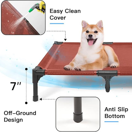 suddus Elevated Dogs Bed Waterproof Outdoor, Portable Raised Dog Cot, Dog Beds Off The Floor, Dog Beds Easy Clean Indoor or Outdoor Use, Large, Red
