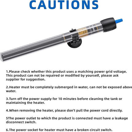 FREESEA 100 Watt Aquarium Fish Tank Heater with Aquarium Submersible Thermometer