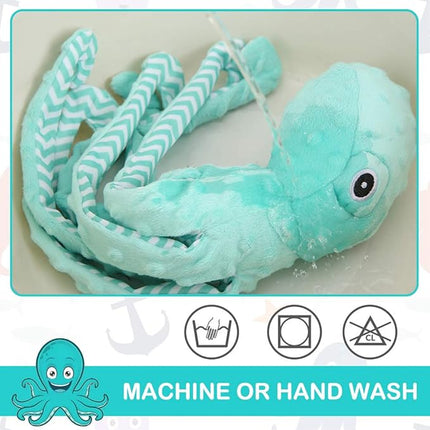 EXPAWLORER Octopus Dog Toy - Long Dog Squeaky Toys Puppy Birthday Gift Soft Stuffed Chew Toy, Crinkle Paper and Built-in Squeaker Durable Interactive Plush Toy for Small Medium Large Dogs, Green