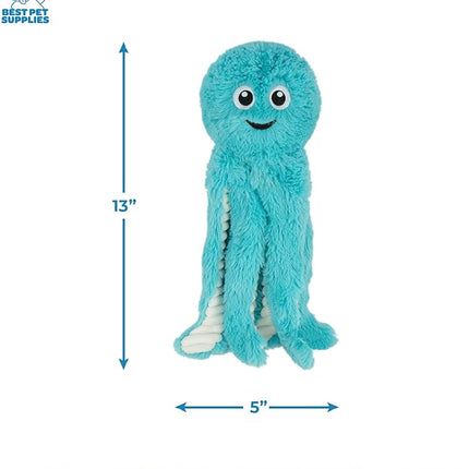 Best Pet Supplies Interactive Squeaky Dog Chew Toy, Ideal Dog Toys for Chewers, Small, Medium & Large Dogs, and Fetch Lovers - Octomutant (Turquoise), Large