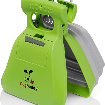 DogBuddy Pooper Scooper, Portable Dog Pooper Scooper, Poop Scooper for Small and Large Dogs, Pooper Scooper with Bag Attachment, Leash Clip and Dog Waste Bags Included (Large, Kiwi)